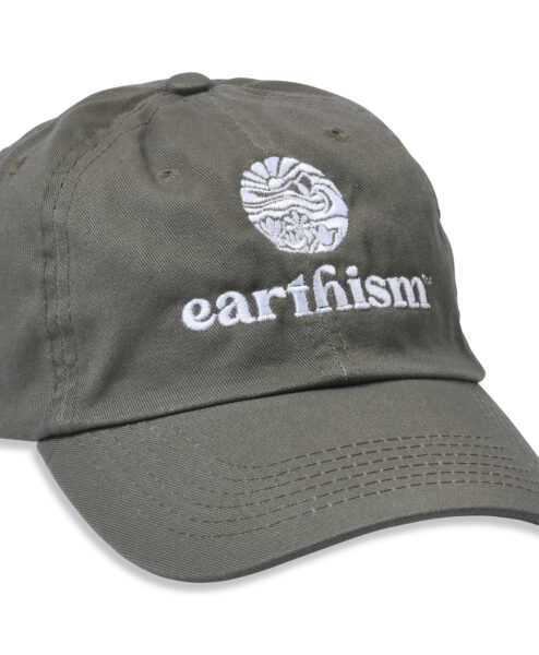 Olive Green baseball cap with white Earthism logo.